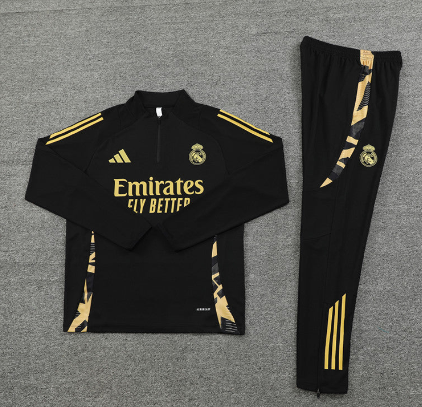 Real Madrid 24/25 Long-sleeve Training Kit Black and Gold